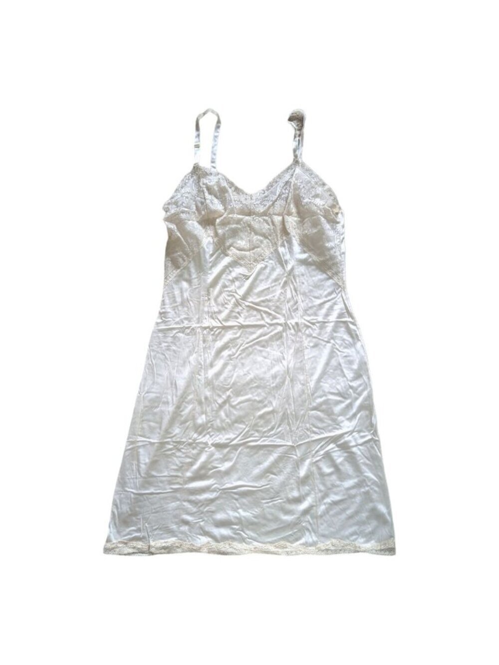 VTG Wonder Maid Ivory Non Cling Full Slip Lace Trim 32 Nylon